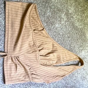 Shein light brown one shoulder crop top